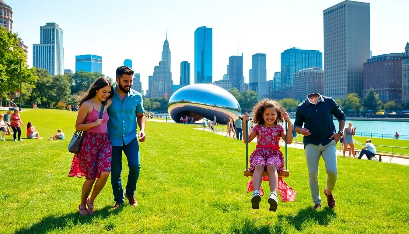 Family enjoying a fun day outdoors in Chicago's Lincoln Park.